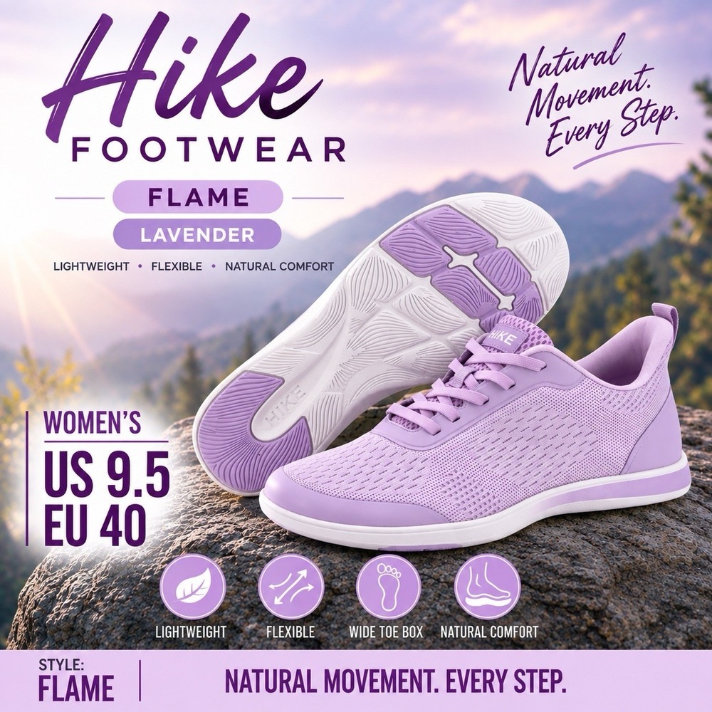 Hike Footwear Flame Womens 9.5 EU 40 Lavender Knit Athletic Sneakers Shoes